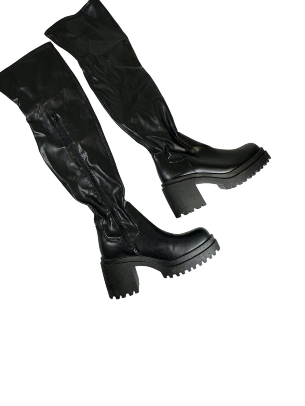 Diba True Luggy Black Faux Leather Over The Knee Platform Boots Size 7M